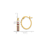Sterling Silver Hoop Earrings with Ruby and Diamond Mystique, Two Tone Channel Set Design