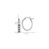 Sterling Silver Hoop Earrings with Diamond Mystique and Sapphire, Channel Set Oval Design