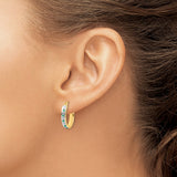 Sterling Silver Hoop Earrings with Diamond Mystique and Emerald, Dual-Tone Modern Oval Design
