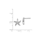 Sterling Silver Starfish Stud Earrings with Diamond Mystique, Nautical Beach Style for Women