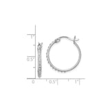 Sterling Silver Hoop Earrings with Diamond Mystique, Channel Set Round Stones, Medium Size