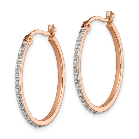 Sterling Silver Hoop Earrings with Diamond Mystique Stones, Modern Minimalist Design for Women