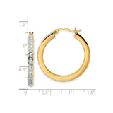 Sterling Silver Hoop Earrings with Diamond Mystique, Dual Tone Finish, Channel Set Stones