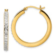 Sterling Silver Hoop Earrings with Diamond Mystique, Dual Tone Finish, Channel Set Stones