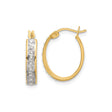 Sterling Silver Hoop Earrings with Diamond Mystique, Two Tone Faceted Design