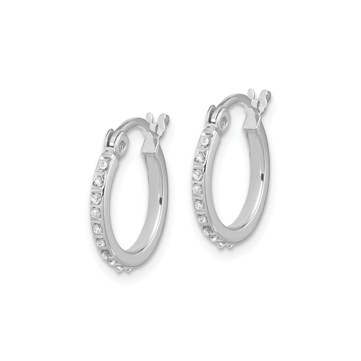 Sterling Silver Hoop Earrings with Diamond Mystique, Channel Set and Polished Finish