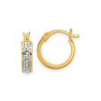 Sterling Silver Hoop Earrings with Diamond Mystique, Two Tone Design, Polished Finish