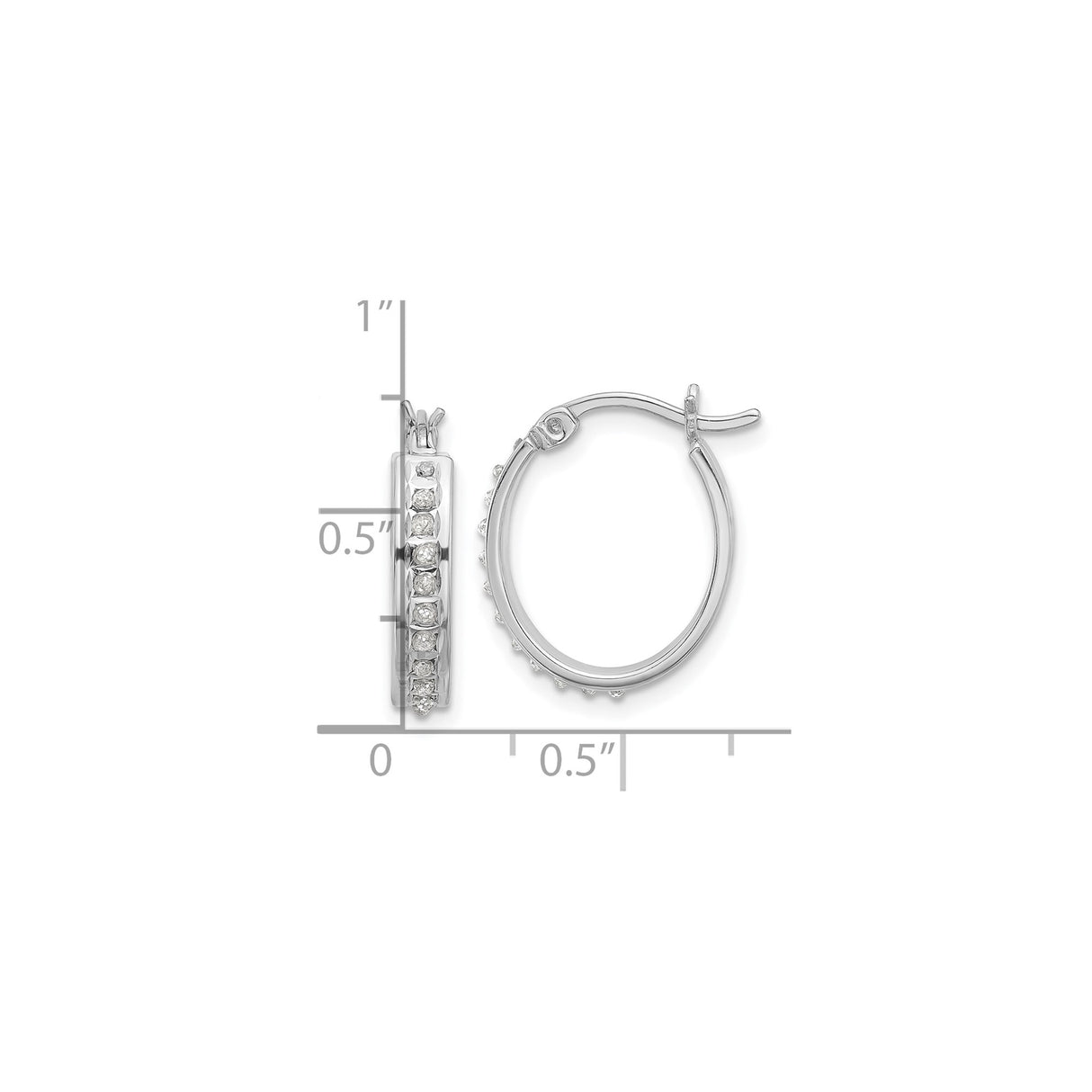 Sterling Silver Hoop Earrings with Diamond Mystique and Cubic Zirconia, Latch Back Closure