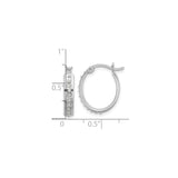 Sterling Silver Hoop Earrings with Diamond Mystique and Cubic Zirconia, Latch Back Closure