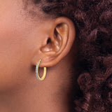 Sterling Silver Hoop Earrings with Diamond Mystique Stones, Polished Finish, Latch Back Closure