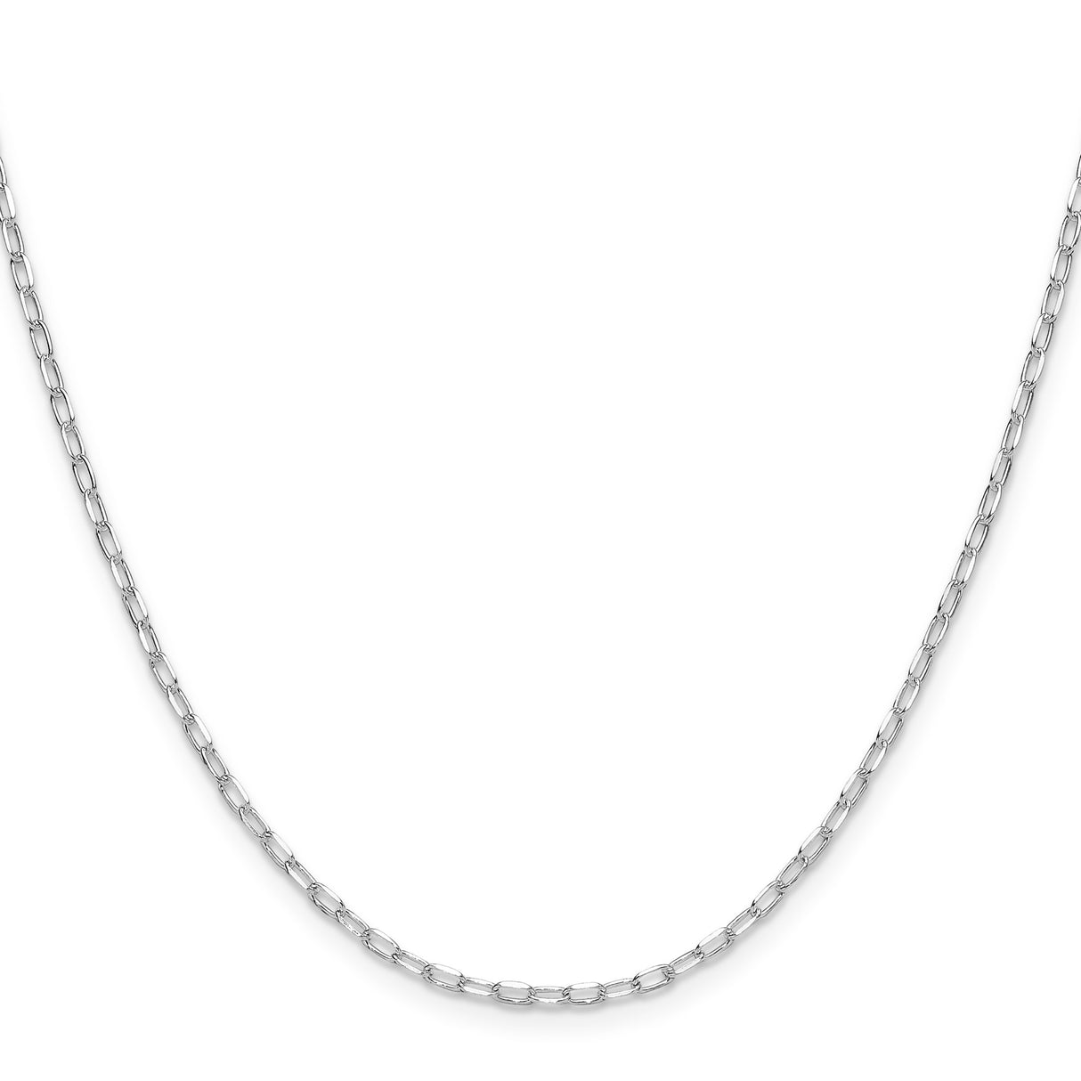 925 White Gold 2 mm Polished Chain Necklace