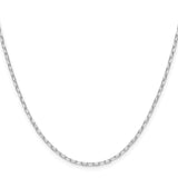 925 White Gold 2 mm Polished Chain Necklace