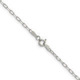 925 White Gold 2 mm Polished Chain Necklace alternate angle