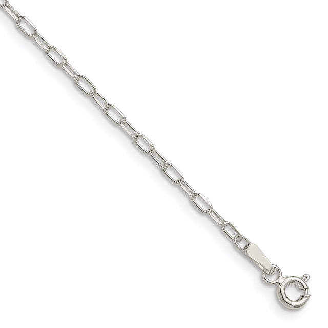 925 White Gold 2 mm Polished Chain Bracelet shown for scale