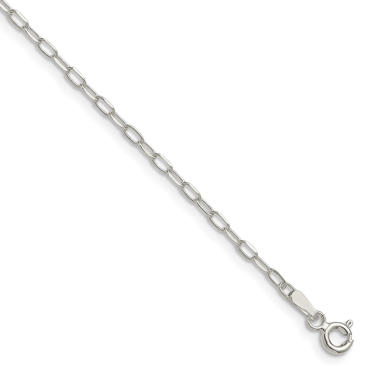 925 White Gold 2 mm Polished Chain Necklace detail view