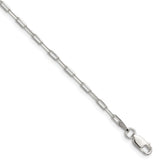 925 White Gold 2.15 mm Polished Chain Bracelet shown for scale