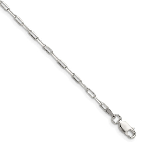 925 White Gold 2.15 mm Polished Chain Bracelet shown for scale