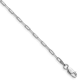 925 White Gold 2.15 mm Polished Chain Bracelet shown for scale