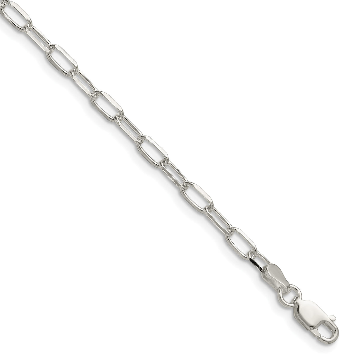 925 White Gold 3.15 mm Polished Chain Bracelet shown for scale