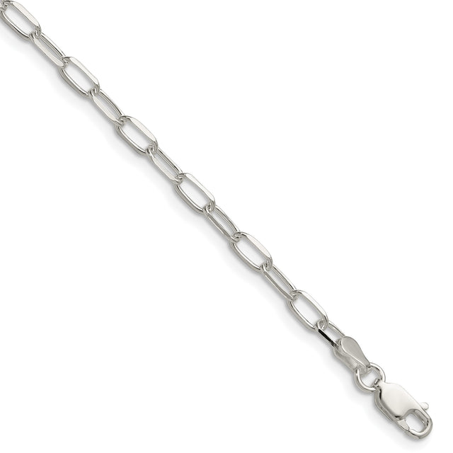925 White Gold 3.15 mm Polished Chain Bracelet shown for scale