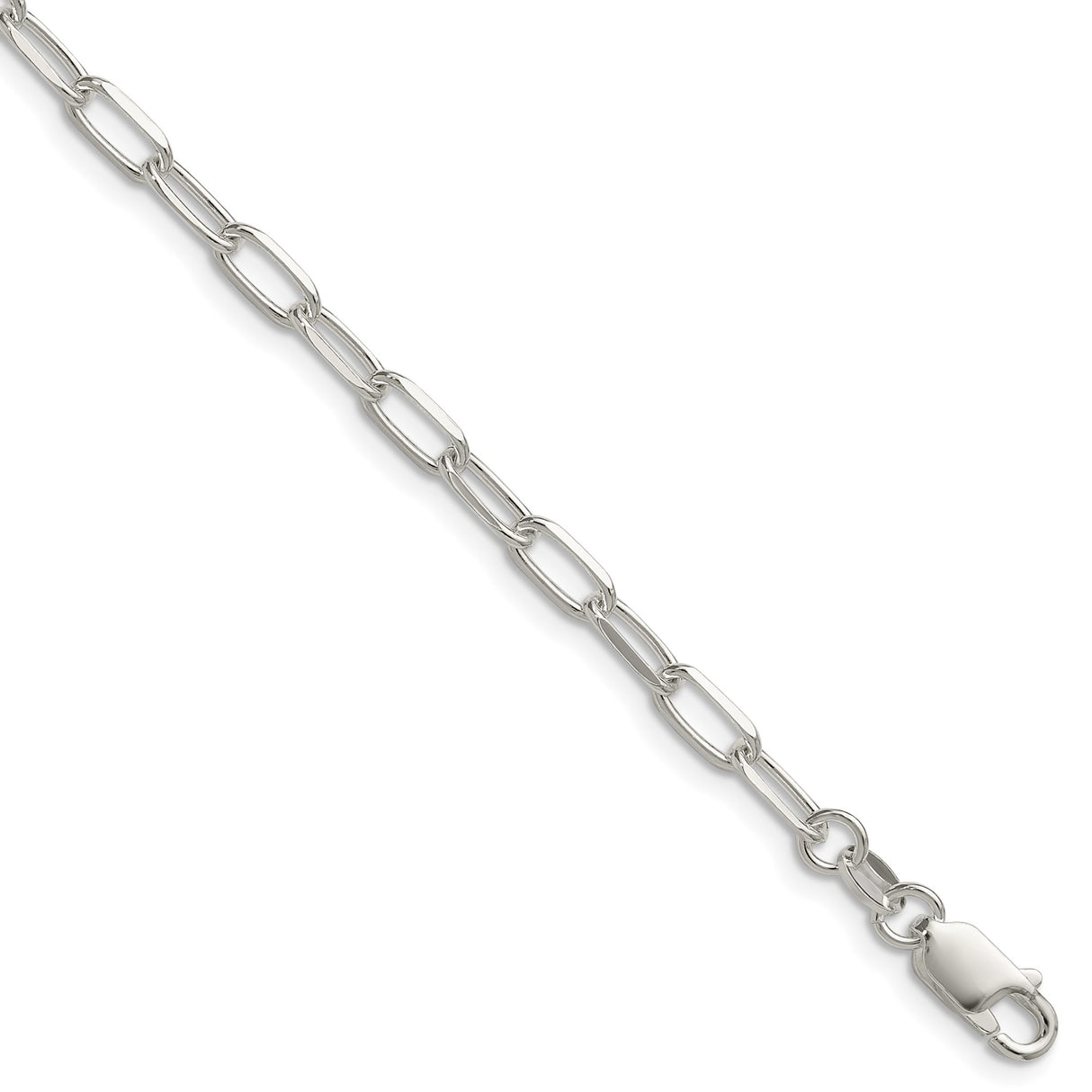 925 White Gold 3.85 mm Polished Chain Bracelet shown for scale