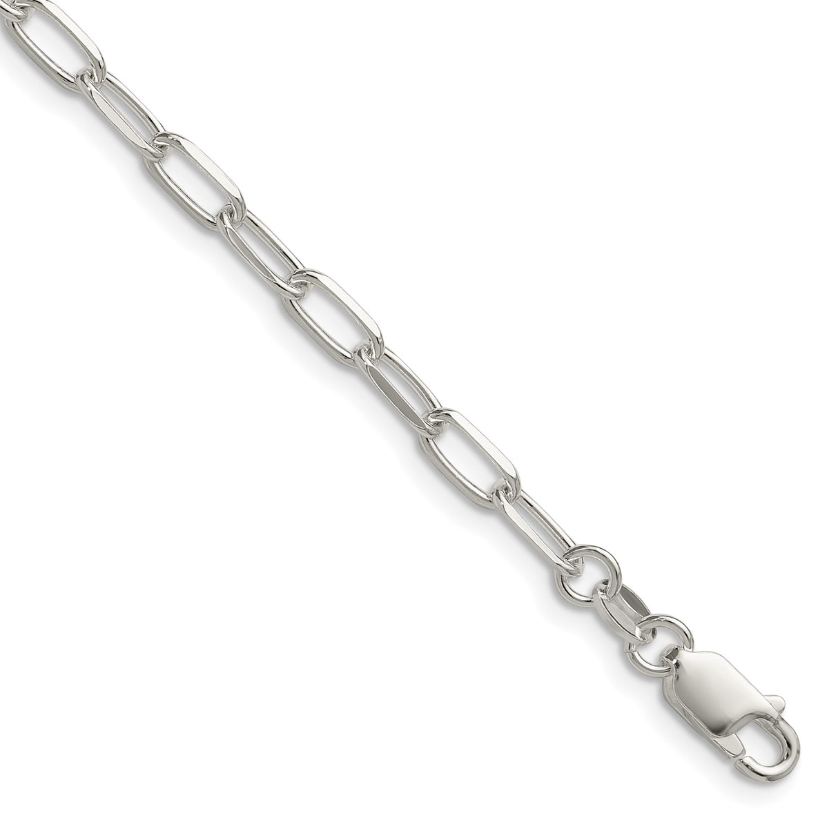 925 White Gold 3.85 mm Polished Chain Necklace detail view
