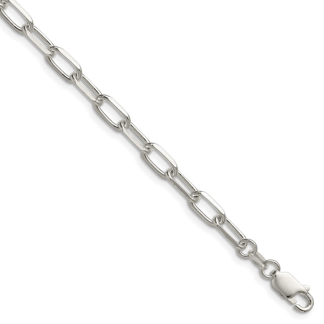 925 White Gold 4.65 mm Polished Chain Bracelet shown for scale