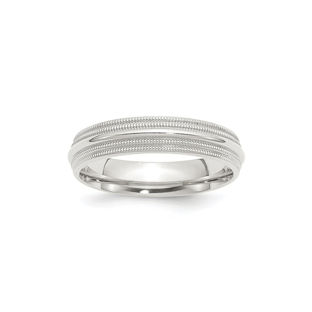 Sterling Silver Milgrain, Comfort Fit wedding band ring