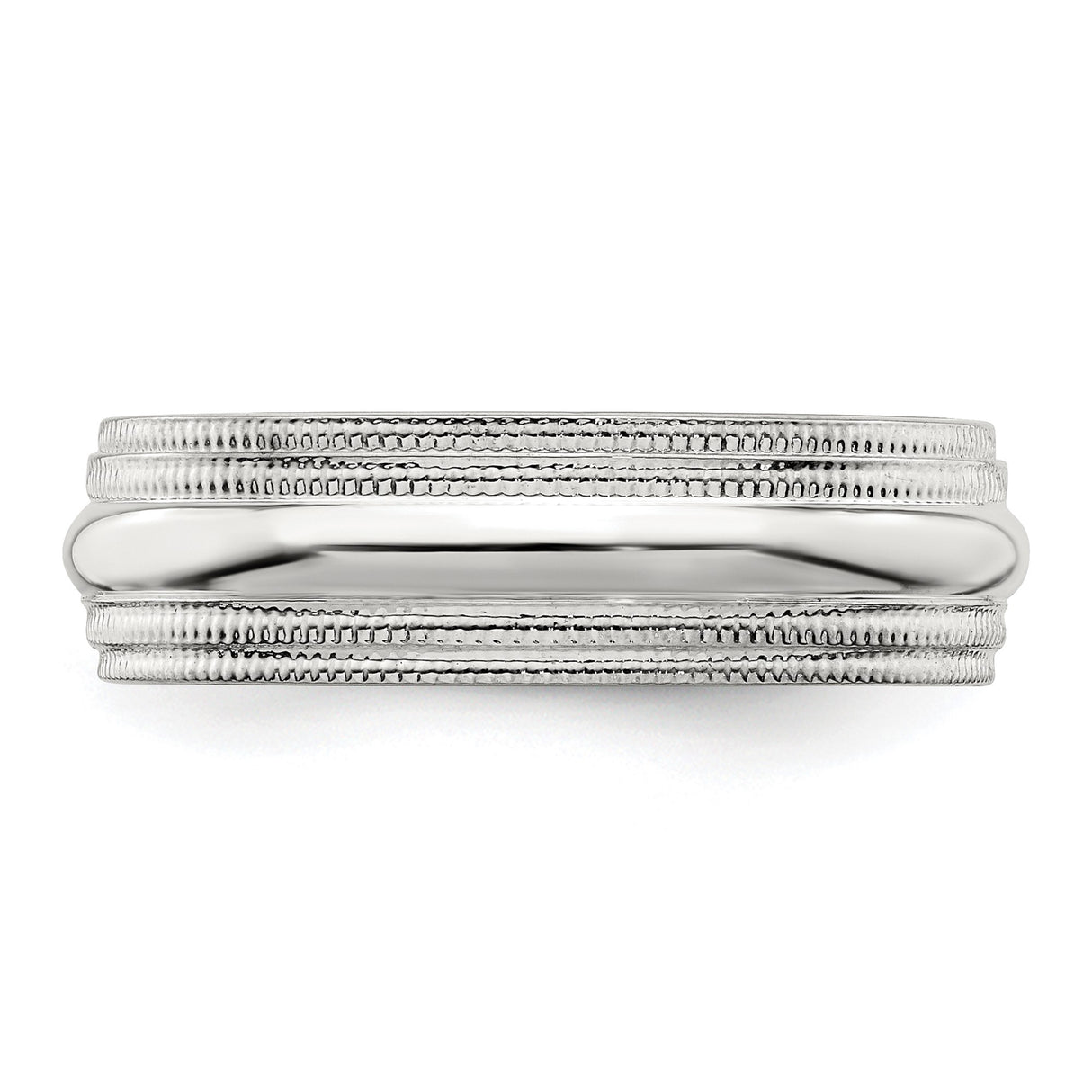 Sterling Silver Milgrain, Comfort Fit wedding band ring detail view