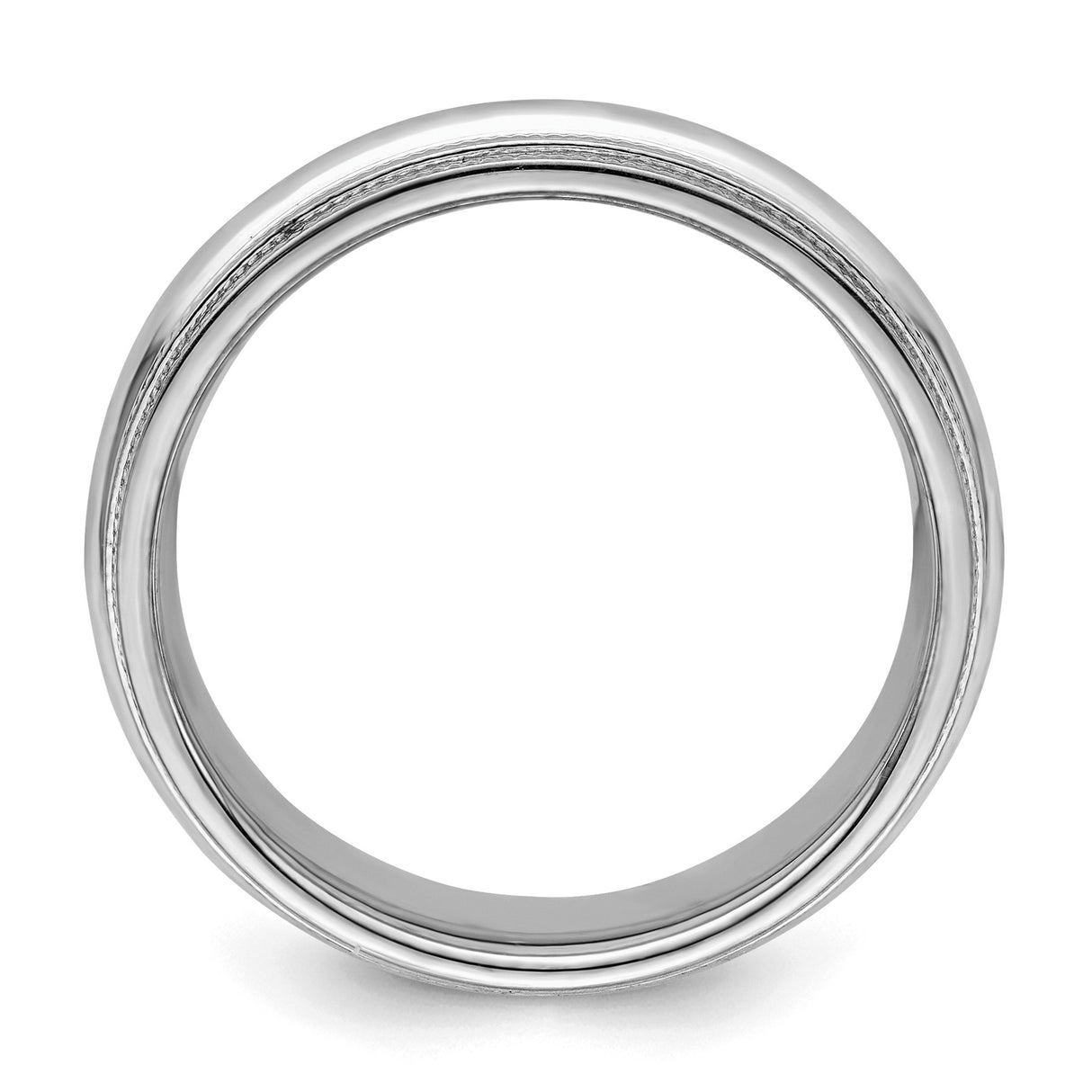 Sterling Silver Milgrain, Comfort Fit wedding band ring detail view