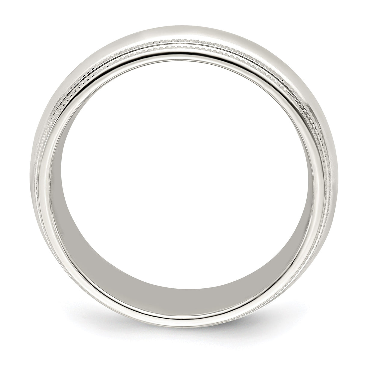 Sterling Silver Milgrain, Comfort Fit wedding band ring alternate angle