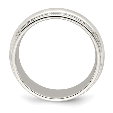 Sterling Silver Milgrain, Comfort Fit wedding band ring alternate angle