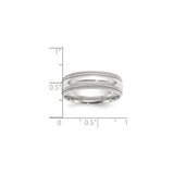 Sterling Silver Milgrain, Comfort Fit wedding band ring shown for scale
