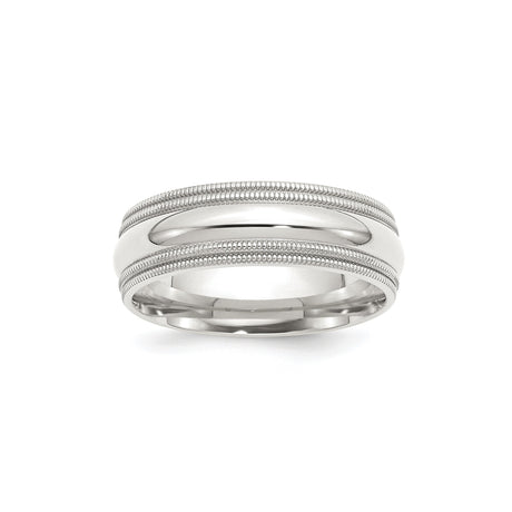 Sterling Silver Milgrain, Comfort Fit wedding band ring