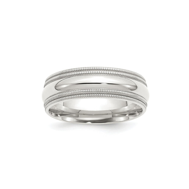 Sterling Silver Milgrain, Comfort Fit wedding band ring