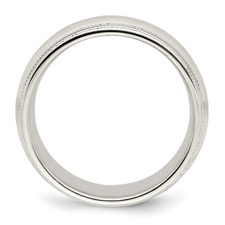 Sterling Silver Milgrain, Comfort Fit wedding band ring alternate angle