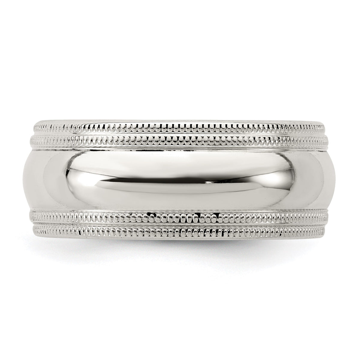 Sterling Silver Milgrain, Comfort Fit wedding band ring detail view