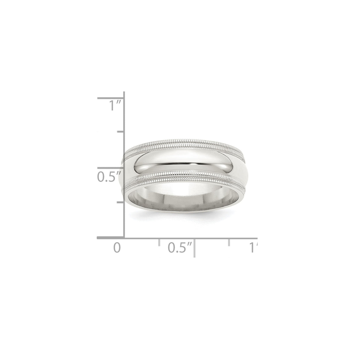 Sterling Silver Milgrain, Comfort Fit wedding band ring shown for scale
