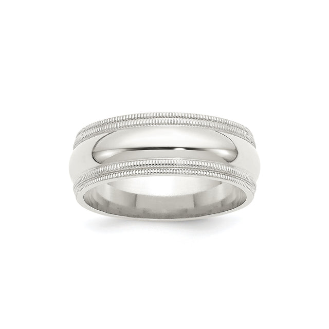 Sterling Silver Milgrain, Comfort Fit wedding band ring