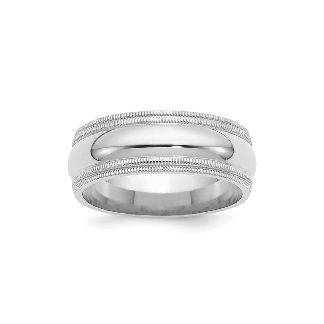 Sterling Silver Milgrain, Comfort Fit wedding band ring