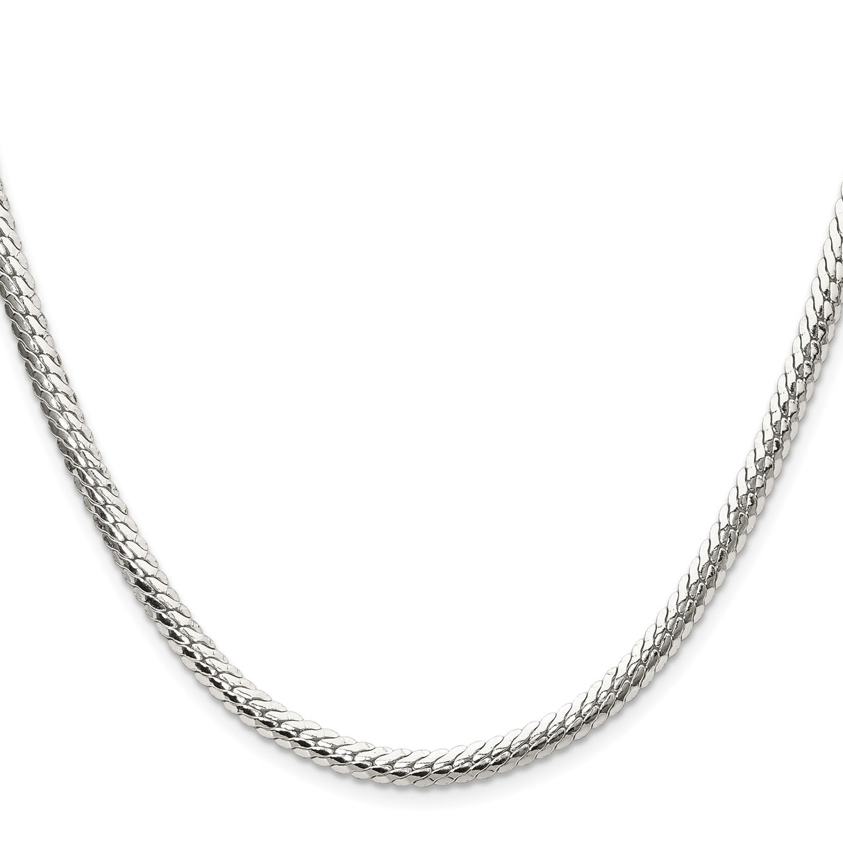 925 White Gold 4.1 mm Curb Chain Necklace, Polished