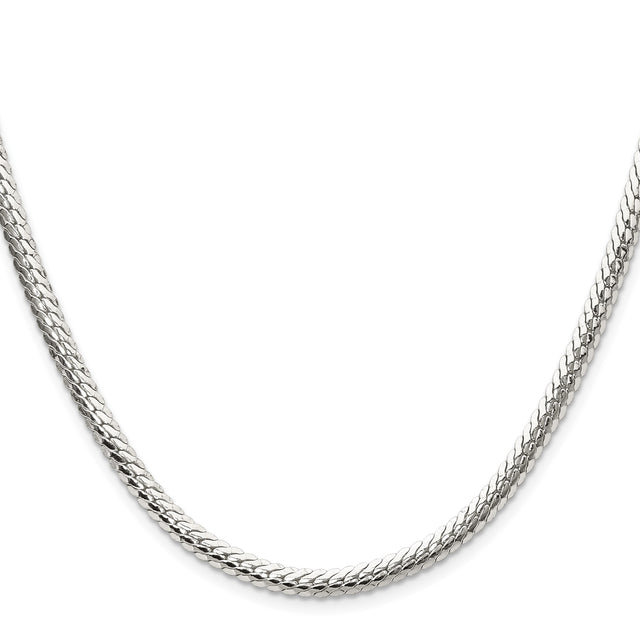 925 White Gold 4.1 mm Curb Chain Necklace, Polished