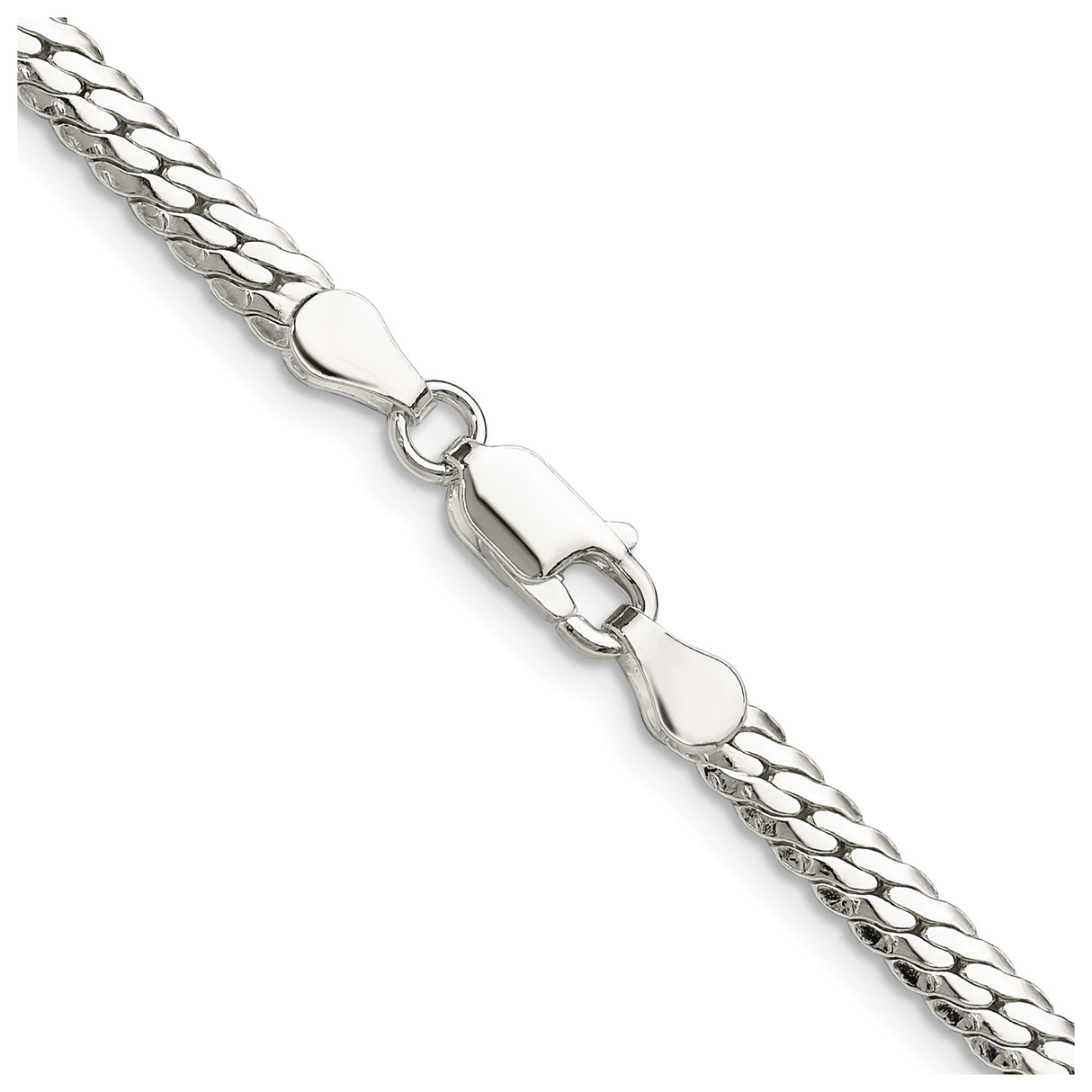 925 White Gold 4.1 mm Curb Chain Necklace, Polished alternate angle