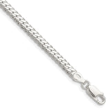 925 White Gold 4.1 mm Curb Chain Bracelet, Polished shown for scale