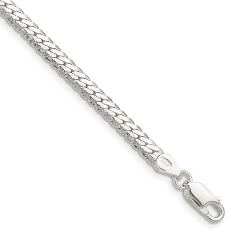 925 White Gold 4.1 mm Curb Chain Bracelet, Polished shown for scale