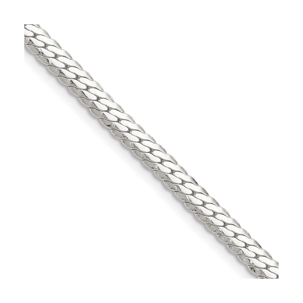 925 White Gold 4.1 mm Curb Chain Necklace, Polished detail view