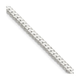 925 White Gold 4.1 mm Curb Chain Necklace, Polished detail view