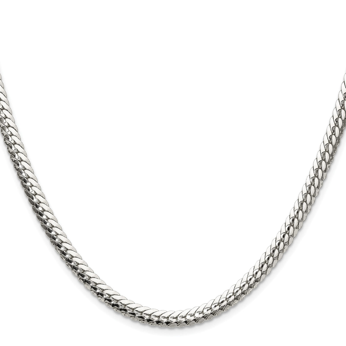 925 White Gold 5.1 mm Curb Chain Necklace, Polished