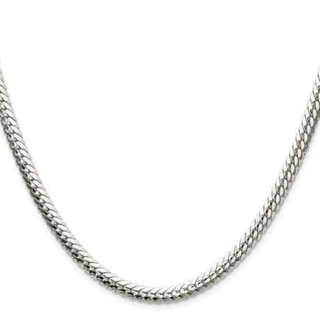 925 White Gold 5.1 mm Curb Chain Necklace, Polished