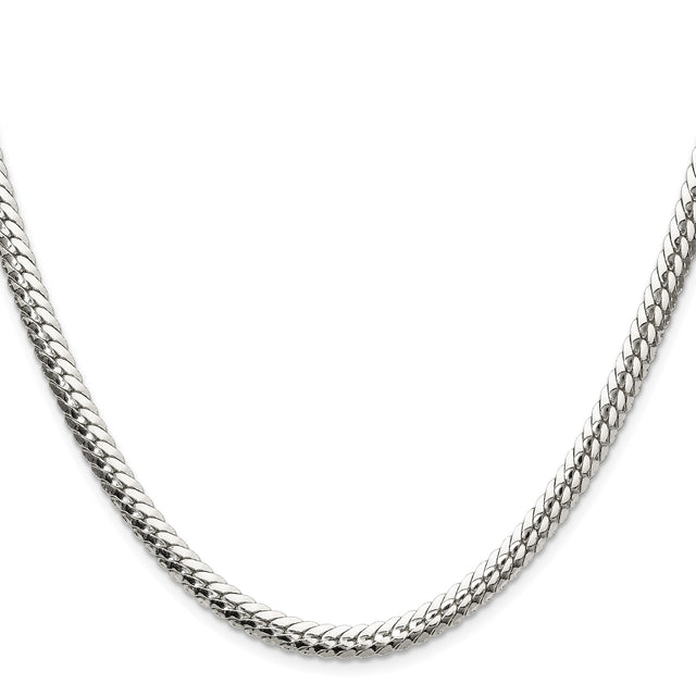 925 White Gold 5.1 mm Curb Chain Necklace, Polished